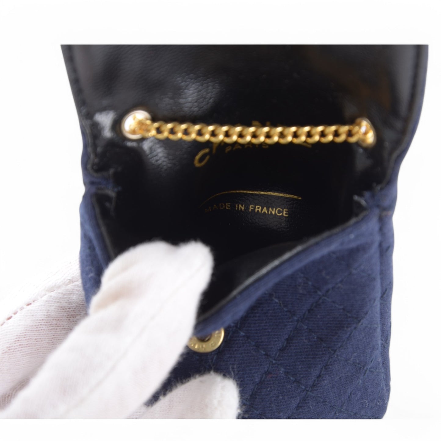 Chanel Micro Mini Matelasse Bag Chain Bag Coco Mark Shoulder Pouch Navy Vintage