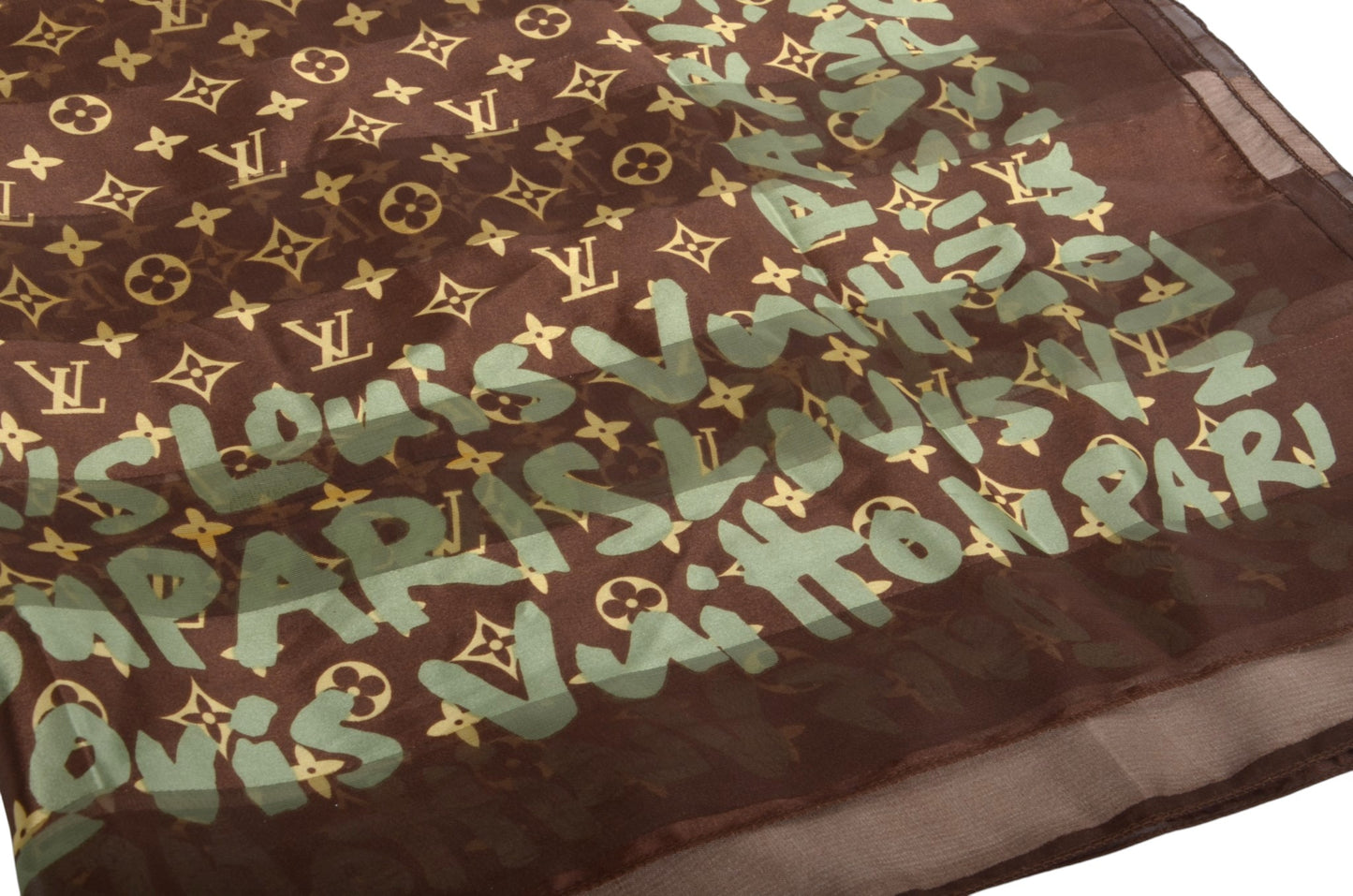 Louis Vuitton Scarf Graffiti Multicolor Square Brown Monogram Silk Designer Classic