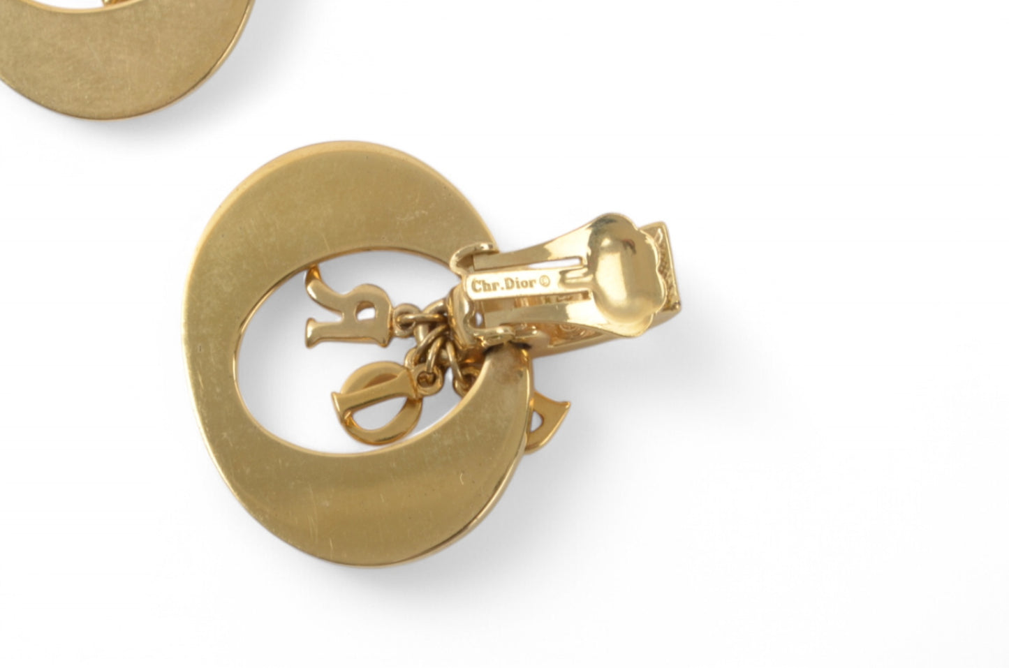 Christian Dior Clips Earrings Women Gold Color Vintage Logo Clip On