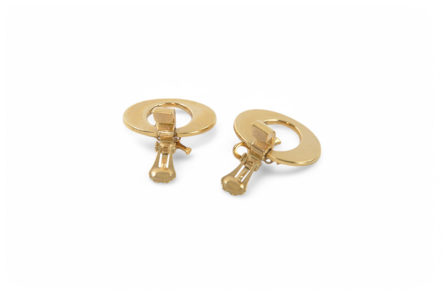 Christian Dior Clips Earrings Women Gold Color Vintage Logo Clip On