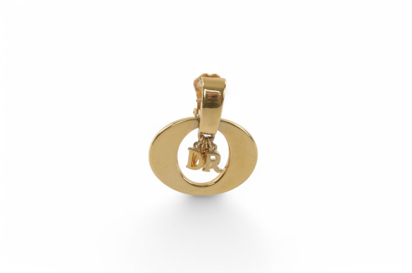 Christian Dior Clips Earrings Women Gold Color Vintage Logo Clip On