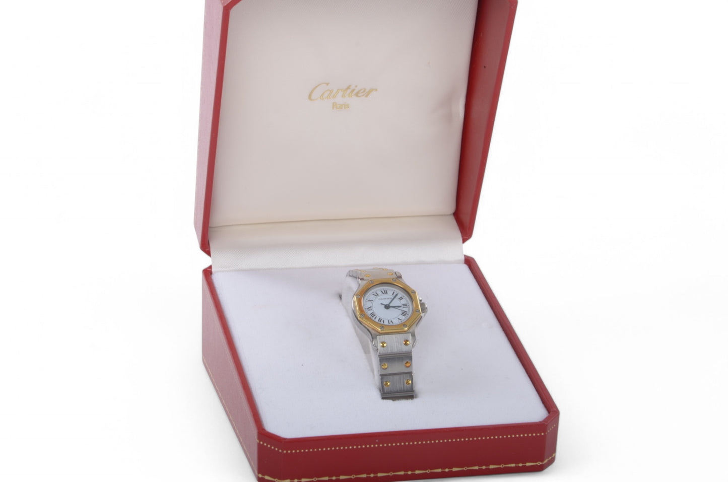 Cartier Santos Ronde Octagon Automatic SS x K18YG Yellow Gold White Dial Ladies Working SM