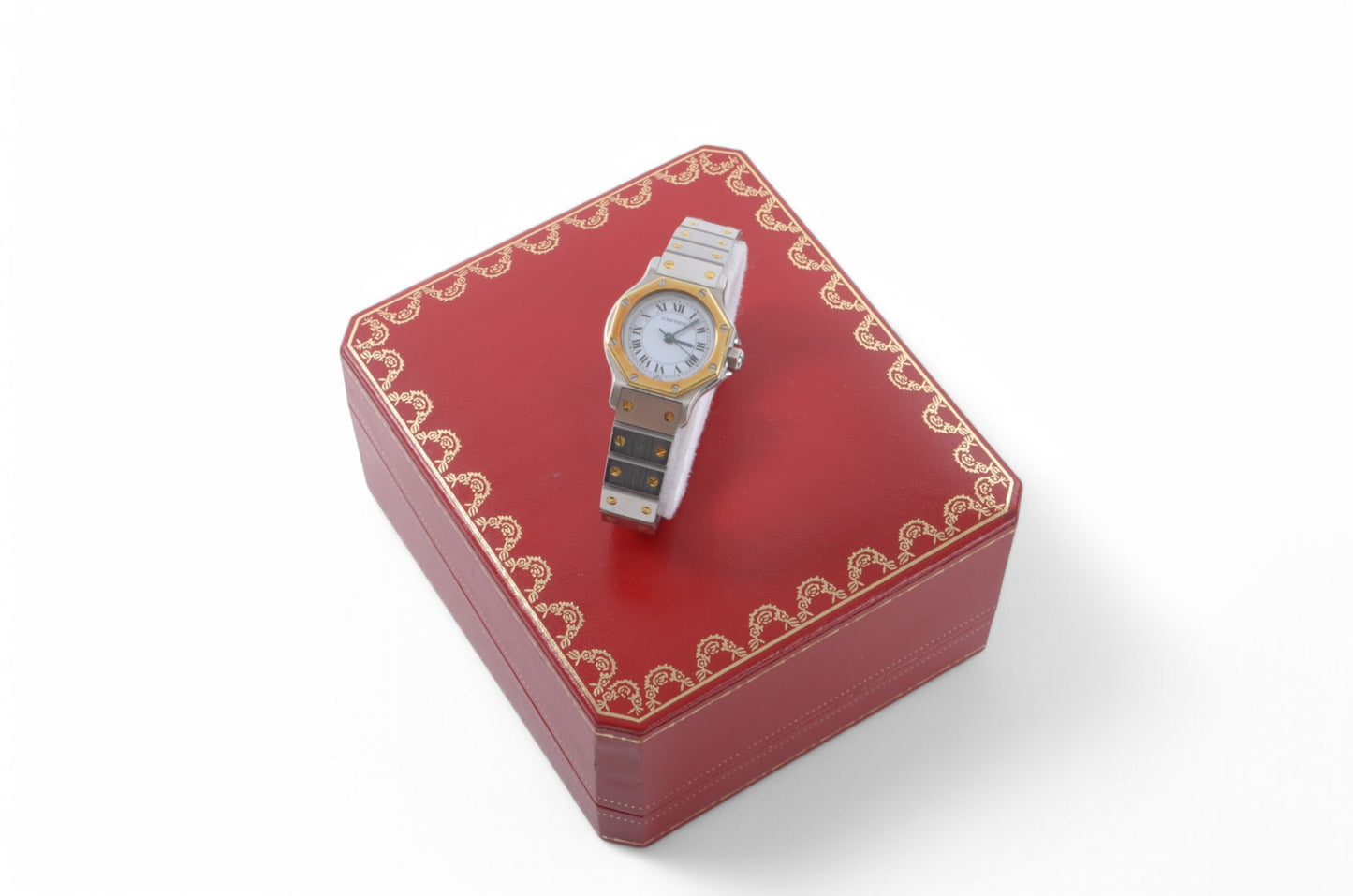 Cartier Santos Ronde Octagon Automatic SS x K18YG Yellow Gold White Dial Ladies Working SM
