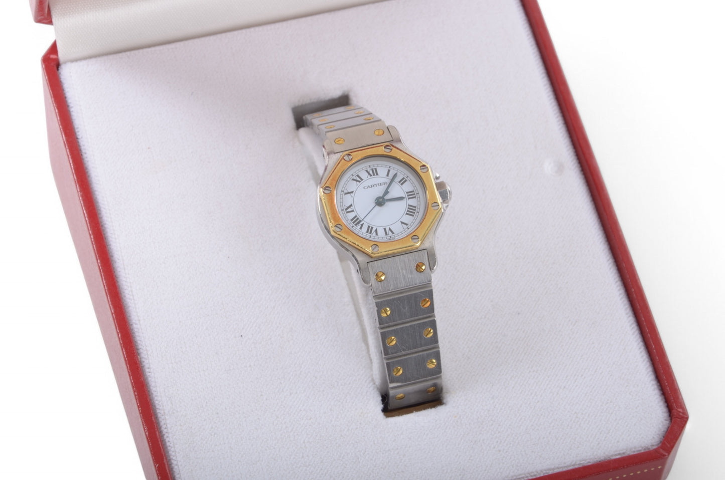 Cartier Santos Ronde Octagon Automatic SS x K18YG Yellow Gold White Dial Ladies Working SM