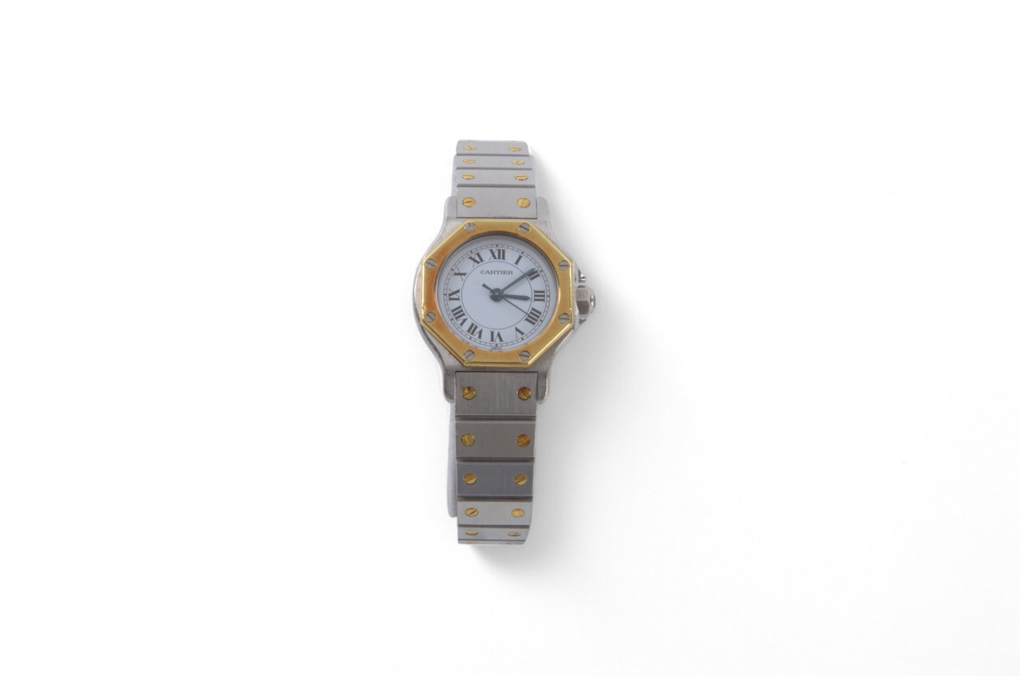 Cartier Santos Ronde Octagon Automatic SS x K18YG Yellow Gold White Dial Ladies Working SM