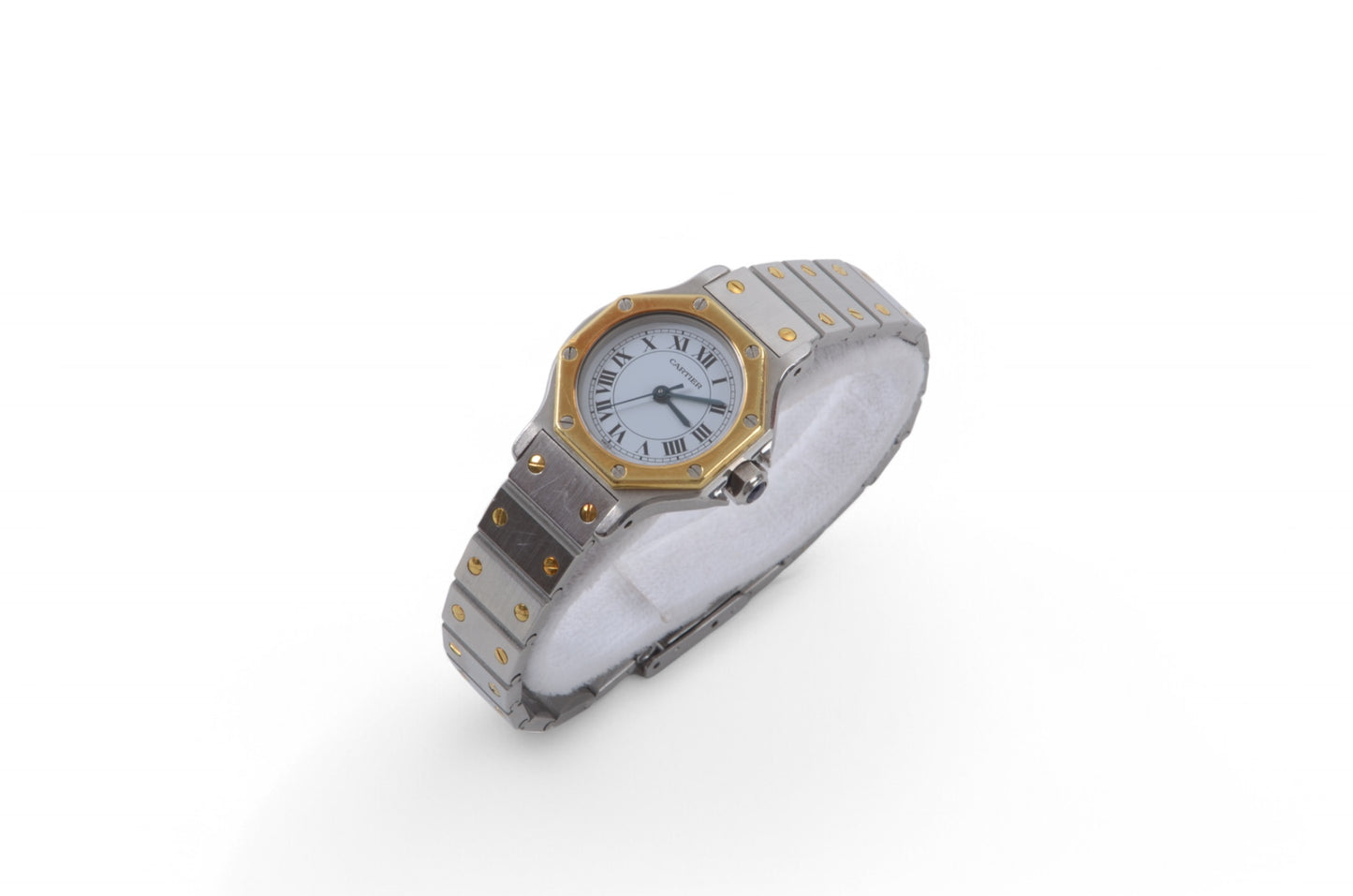 Cartier Santos Ronde Octagon Automatic SS x K18YG Yellow Gold White Dial Ladies Working SM