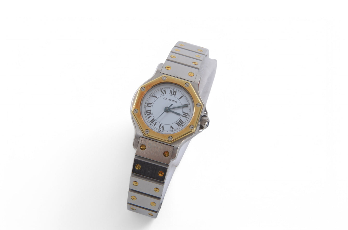 Cartier Santos Ronde Octagon Automatic SS x K18YG Yellow Gold White Dial Ladies Working SM