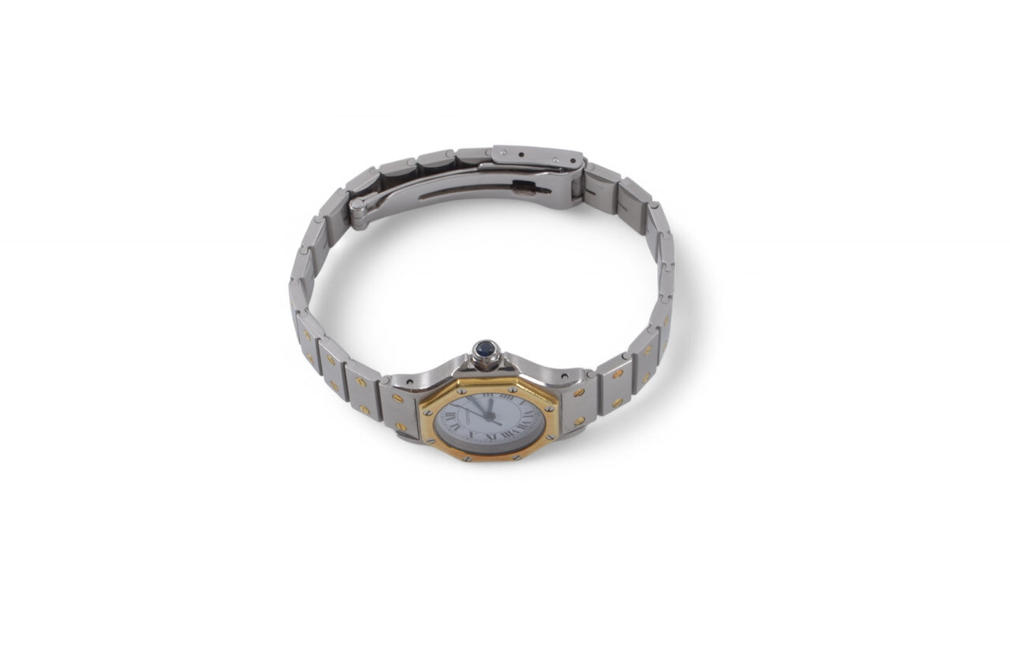 Cartier Santos Ronde Octagon Automatic SS x K18YG Yellow Gold White Dial Ladies Working SM