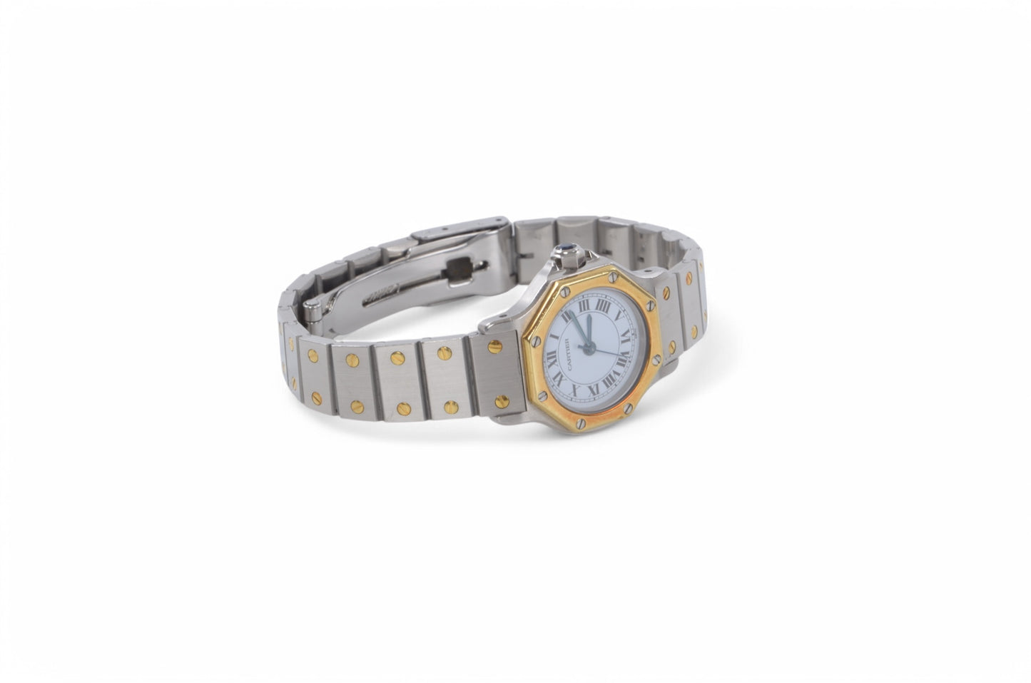 Cartier Santos Ronde Octagon Automatic SS x K18YG Yellow Gold White Dial Ladies Working SM