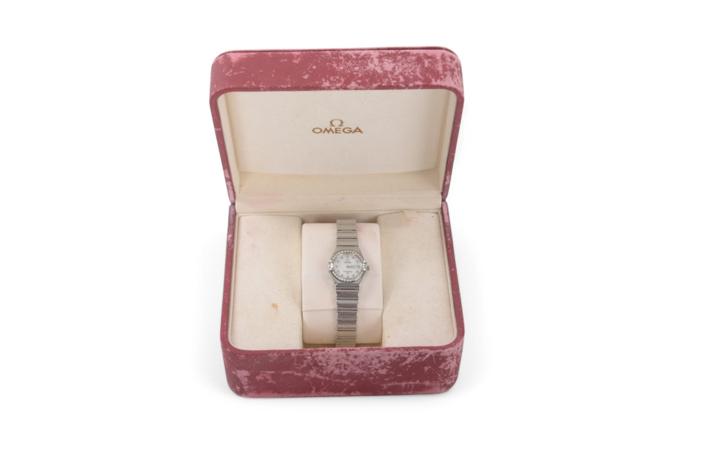 Omega Constellation Mini My Choice Diamond Bezel QZ Shell Dial Ladies Watch