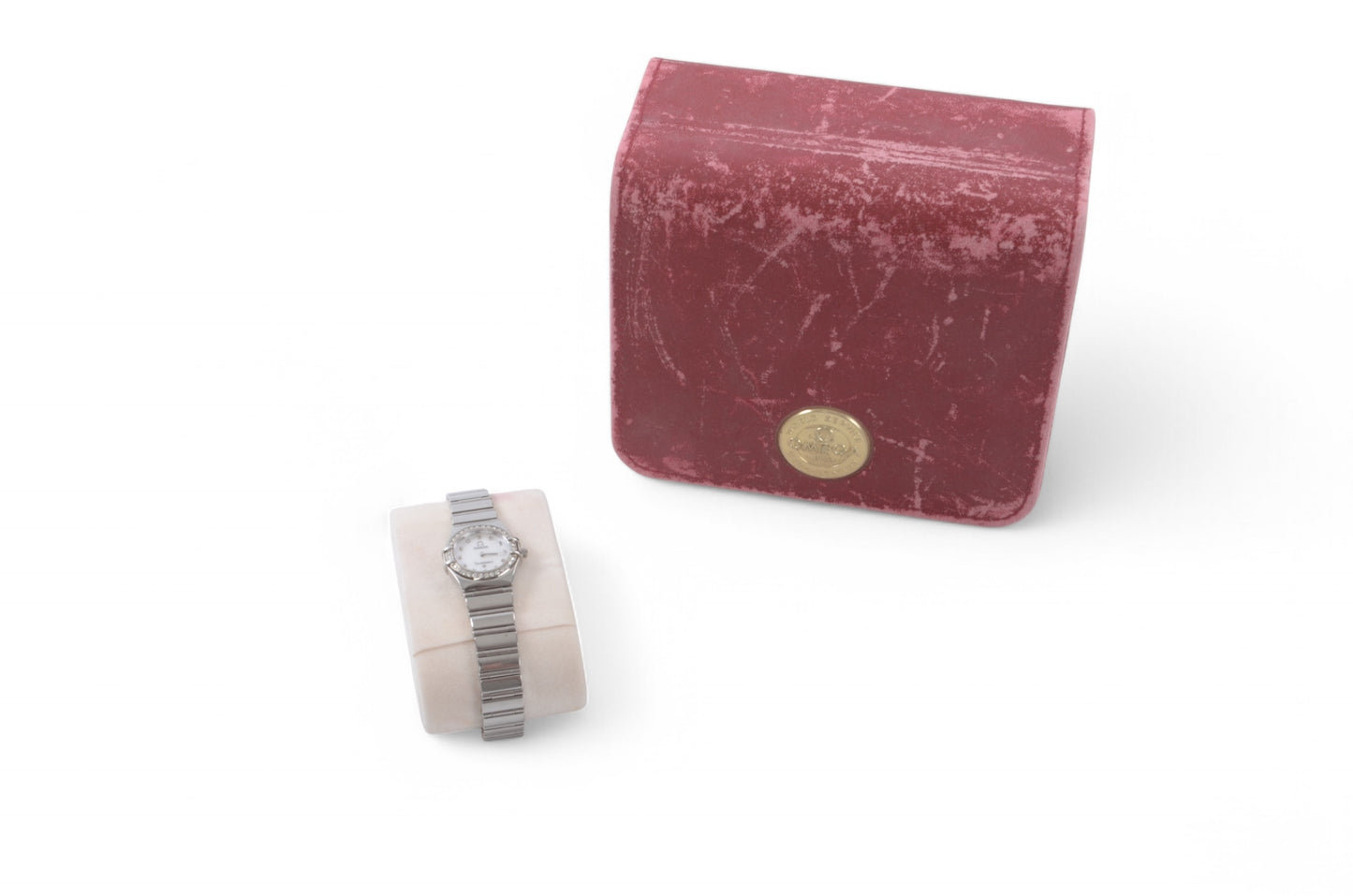 Omega Constellation Mini My Choice Diamond Bezel QZ Shell Dial Ladies Watch