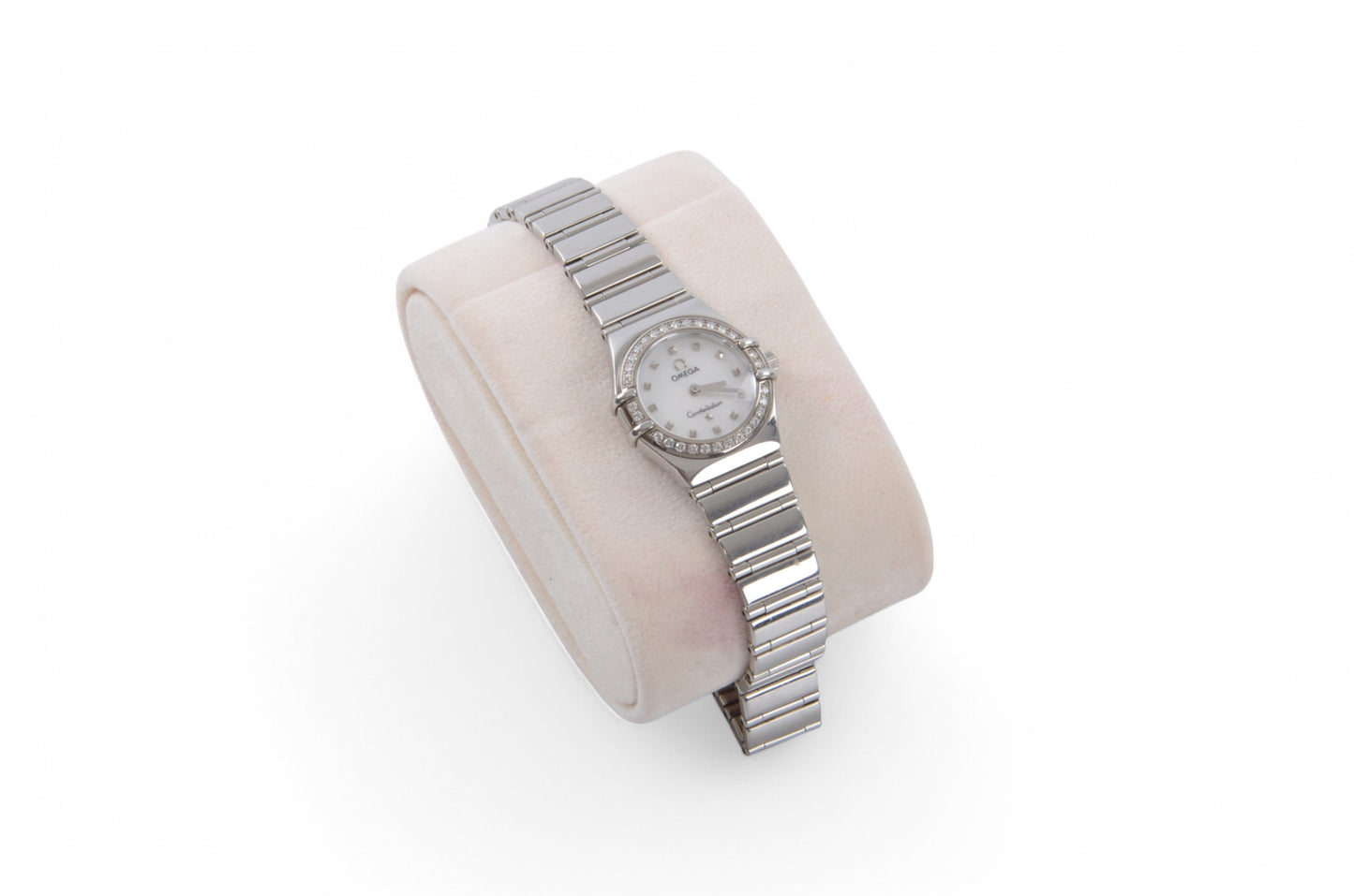 Omega Constellation Mini My Choice Diamond Bezel QZ Shell Dial Ladies Watch
