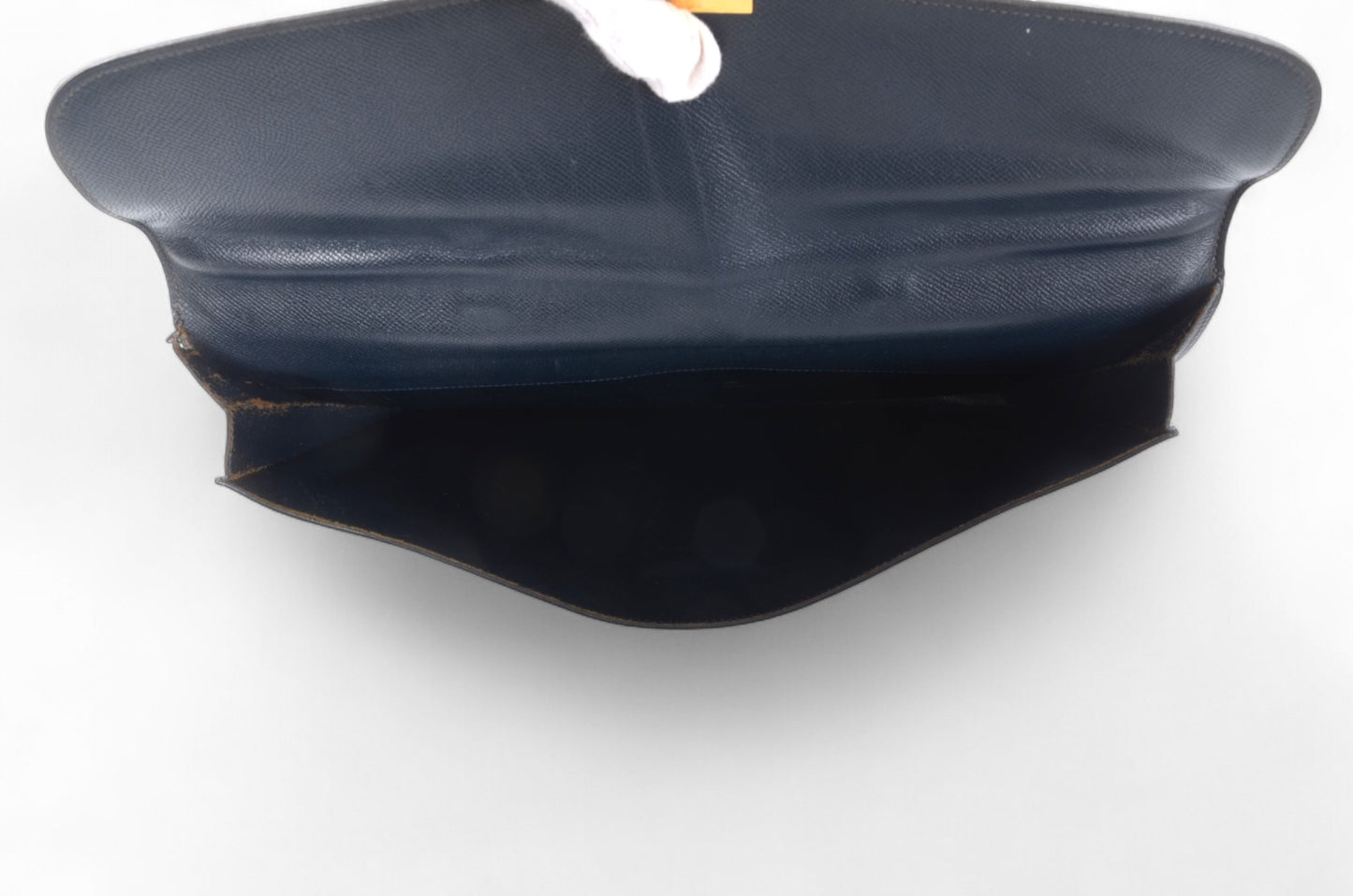 Hermès Kirius Business Document Bag Handbag Couchvel Leather Briefcase Navy Blue Gold Hardware