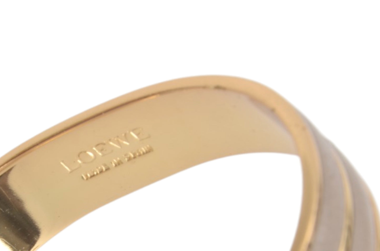 Loewe Anagram Bangle Bracelet Ladies Taupe Beige Gold Cuff Vintage Designer Classic Authentic