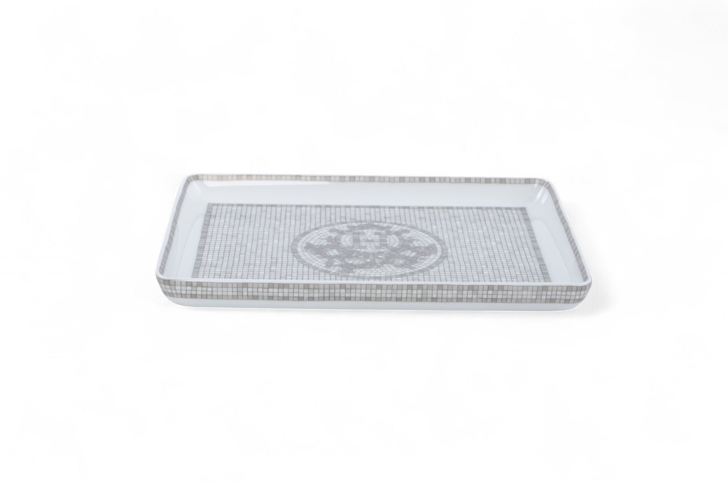Hermès Mosaique au 24 platinum tray small model Porcelein Jewelry Change Tray Interior
