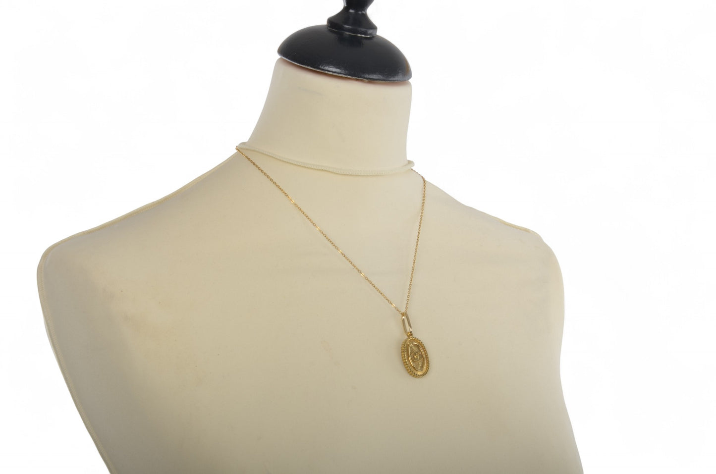 Chanel Vintage CC Coco Dangle Victorian Medallion Necklace Gold Plated Statement Pendant Designer Classic Jewelry