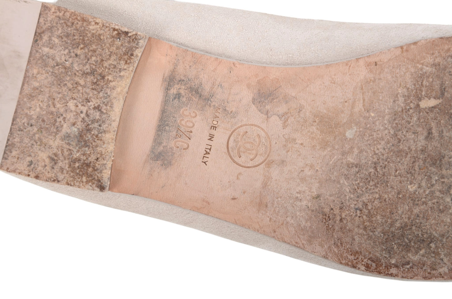 Chanel Ballet Flats Shoes Ballerina Ballet Flat Pumps Ribbon Suede Beige Vintage Size 39,5C