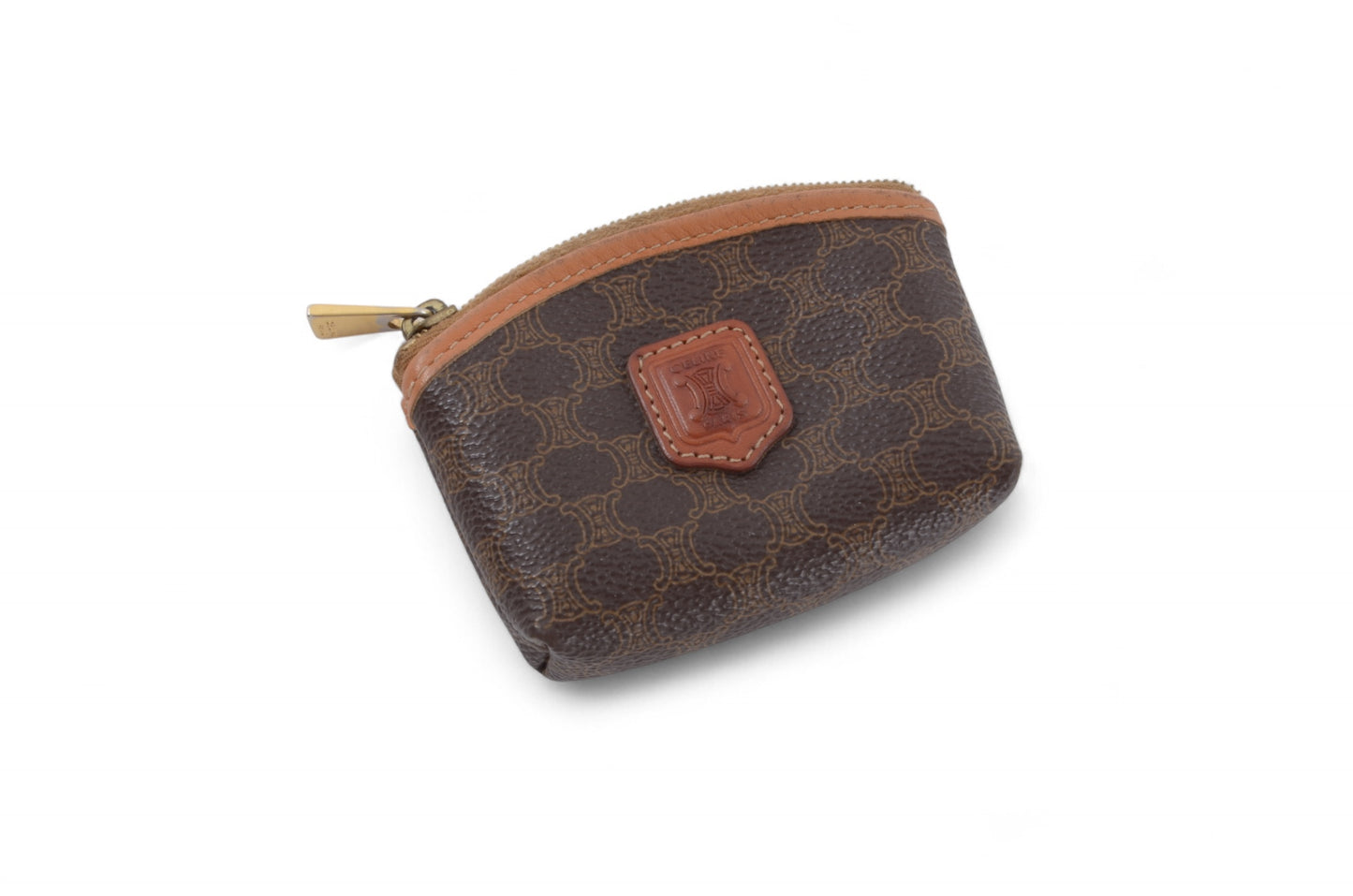 Celine Vintage Triomphe Coin Case Purse Wallet Pouch Monogram Leather Canvas