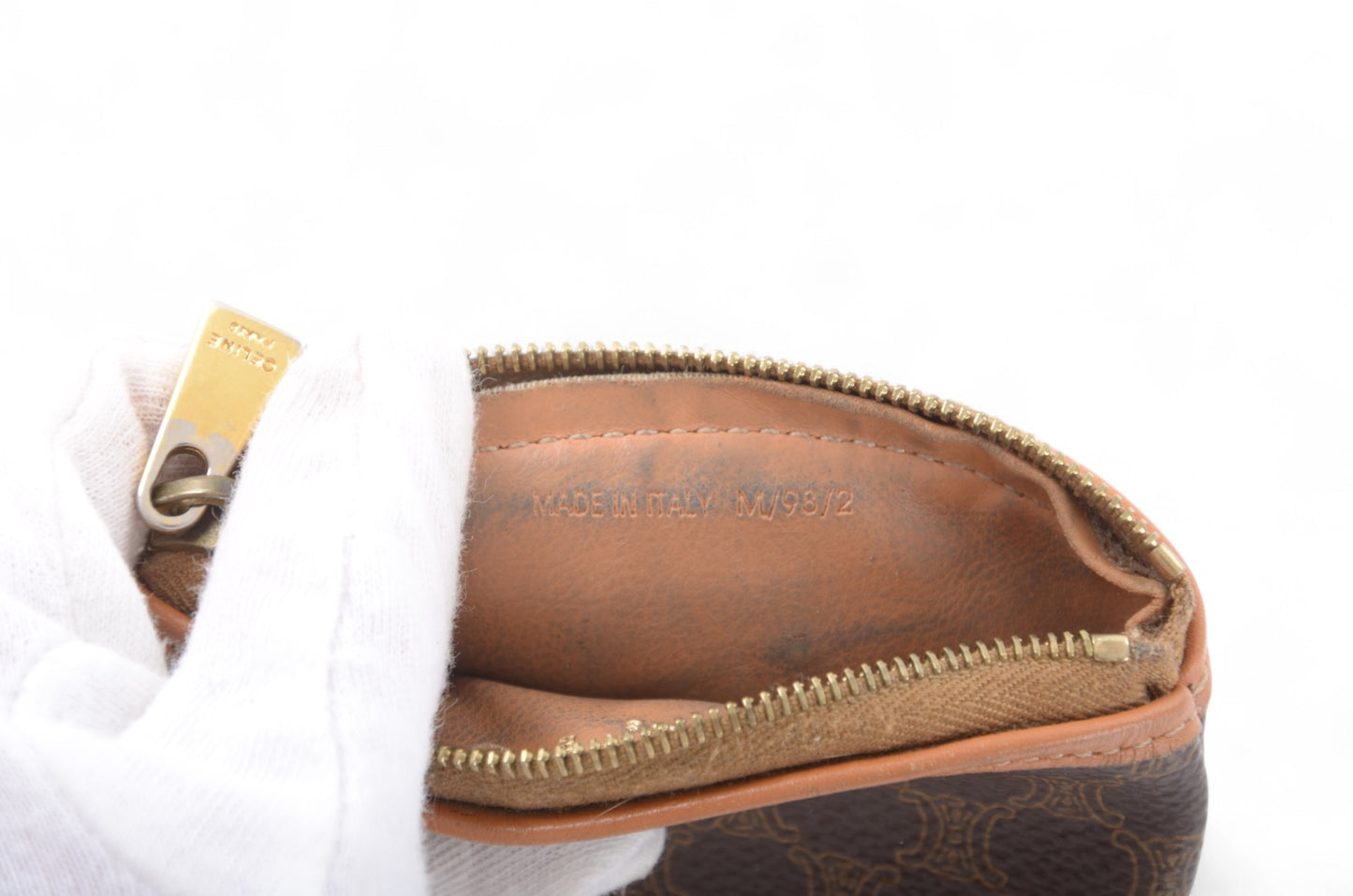 Celine Vintage Triomphe Coin Case Purse Wallet Pouch Monogram Leather Canvas