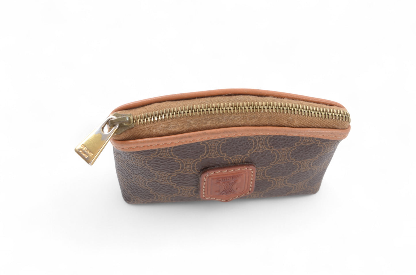 Celine Vintage Triomphe Coin Case Purse Wallet Pouch Monogram Leather Canvas