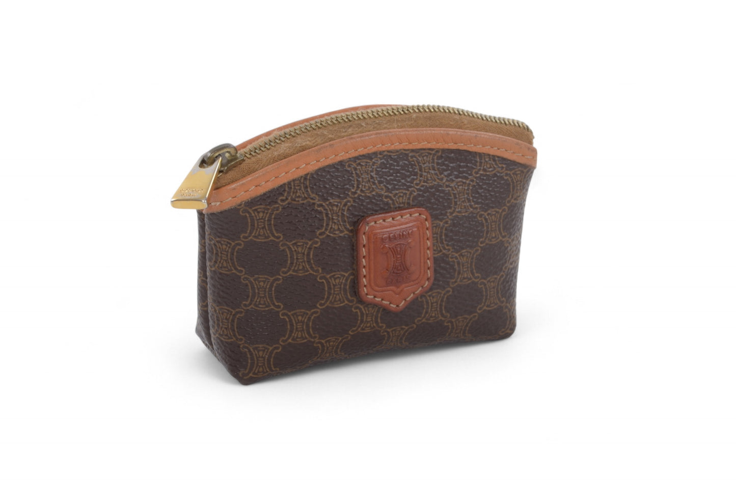 Celine Vintage Triomphe Coin Case Purse Wallet Pouch Monogram Leather Canvas