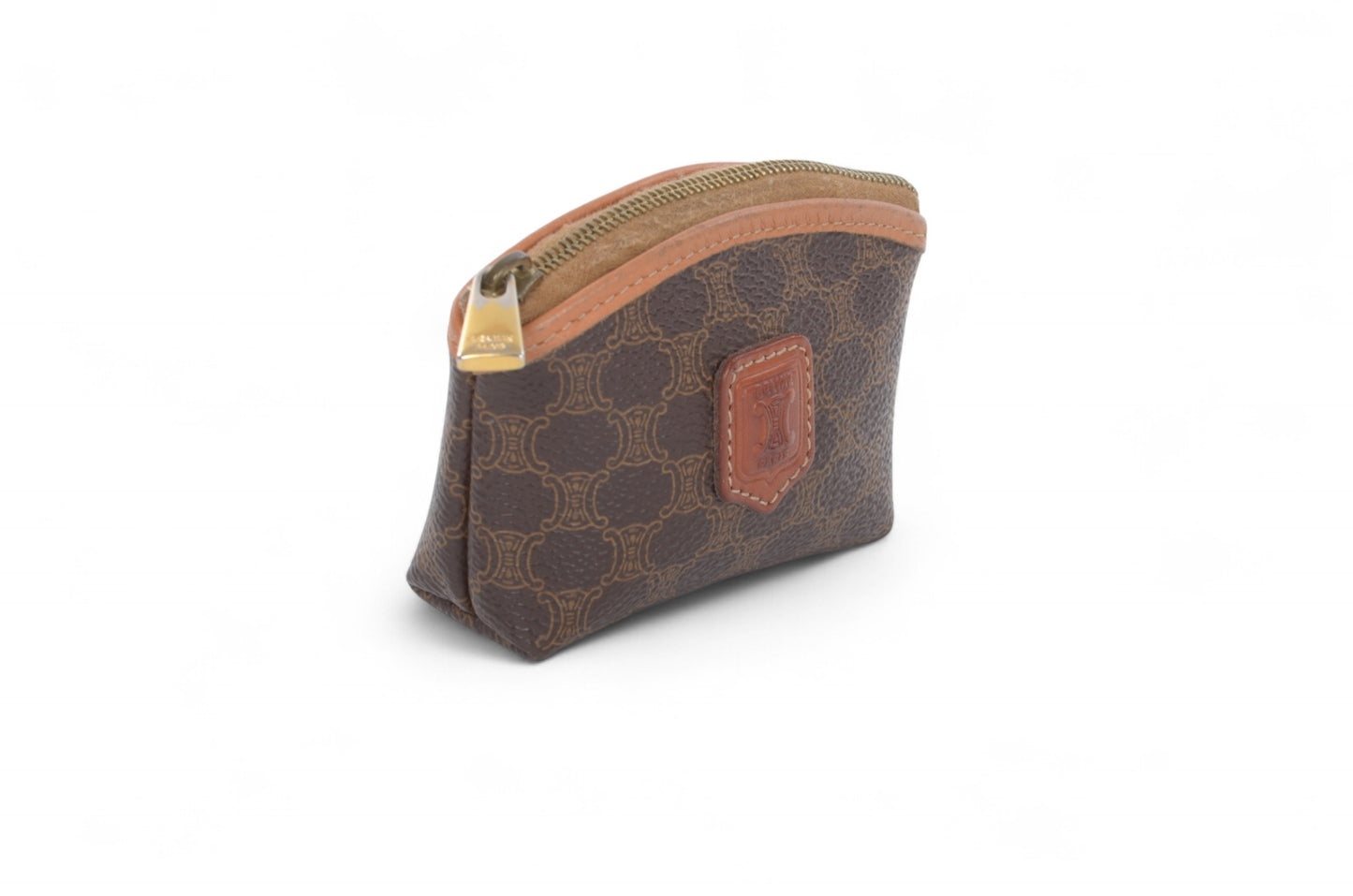 Celine Vintage Triomphe Coin Case Purse Wallet Pouch Monogram Leather Canvas