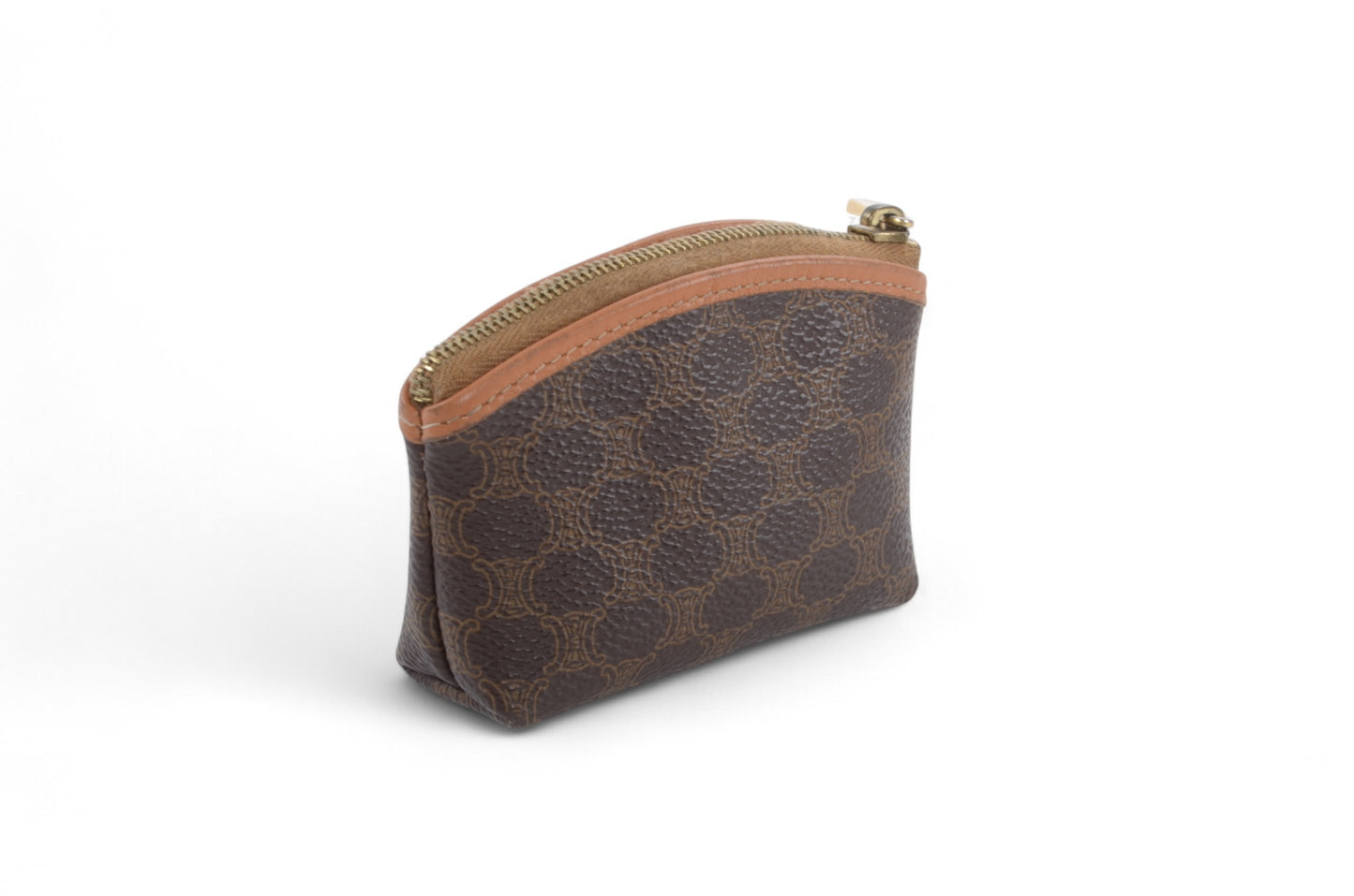 Celine Vintage Triomphe Coin Case Purse Wallet Pouch Monogram Leather Canvas