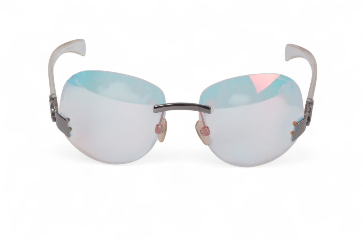 Chanel Gradient Blue Glass CC Logo Silver Vintage Sunglasses Glasses
