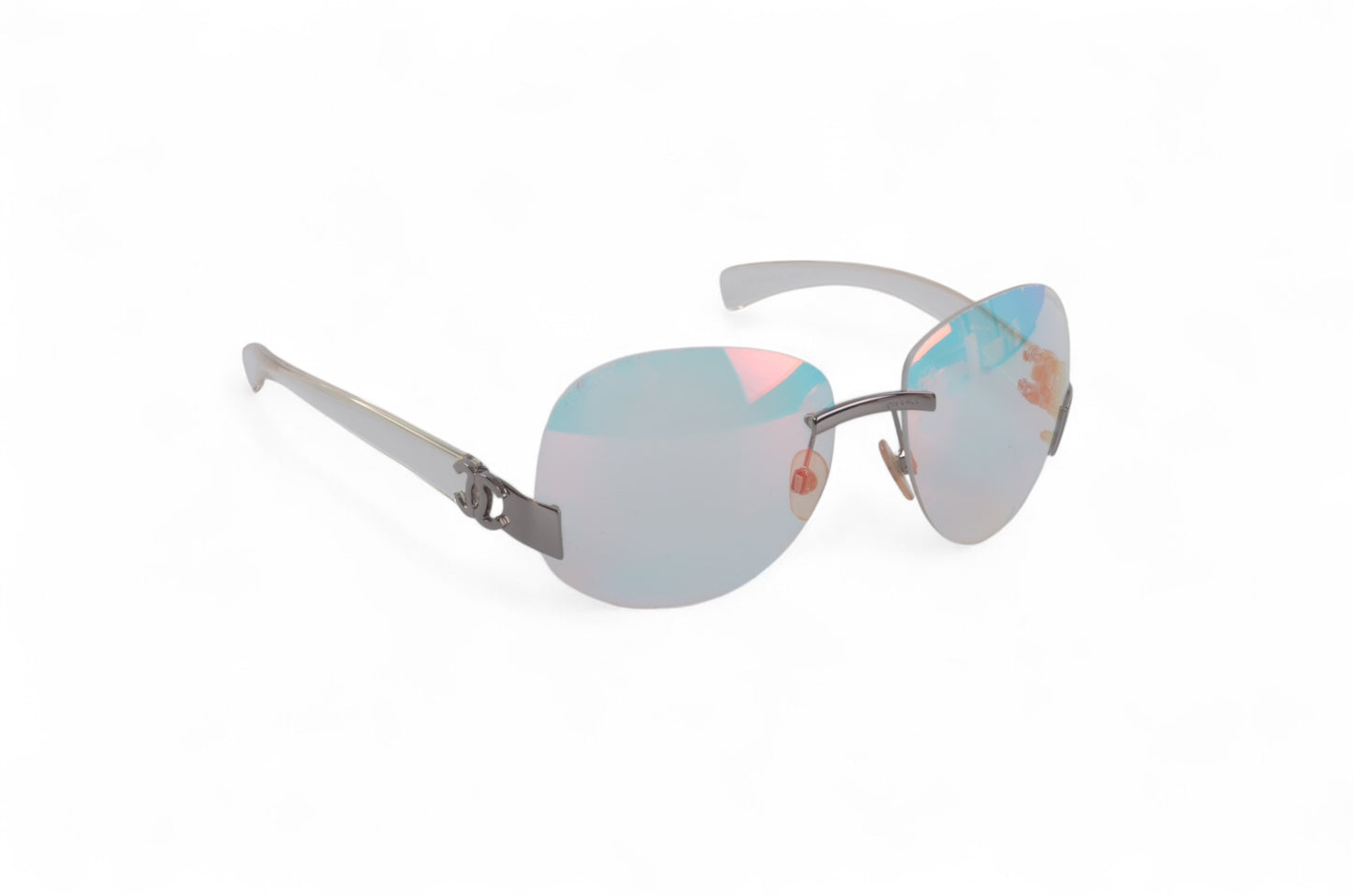 Chanel Gradient Blue Glass CC Logo Silver Vintage Sunglasses Glasses