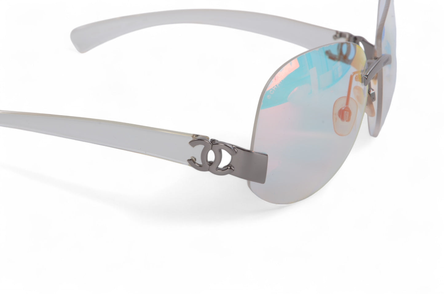 Chanel Gradient Blue Glass CC Logo Silver Vintage Sunglasses Glasses