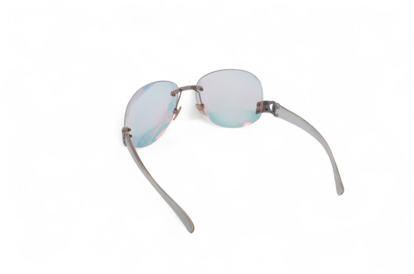 Chanel Gradient Blue Glass CC Logo Silver Vintage Sunglasses Glasses