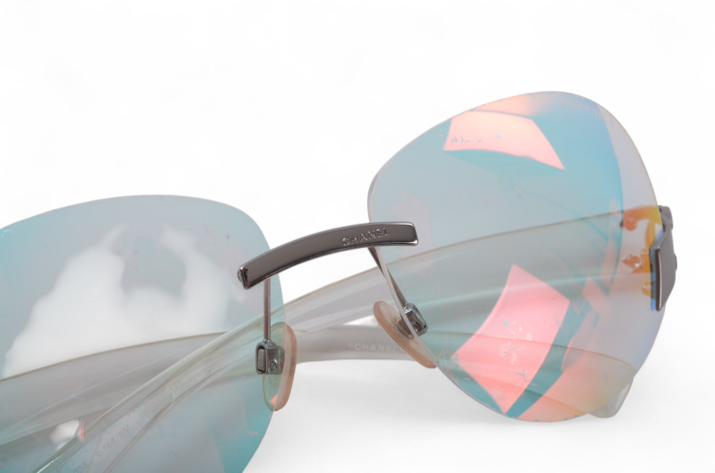 Chanel Gradient Blue Glass CC Logo Silver Vintage Sunglasses Glasses