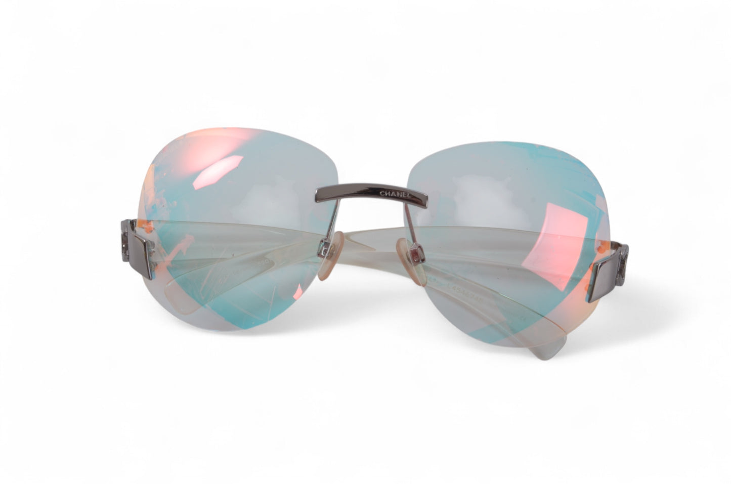 Chanel Gradient Blue Glass CC Logo Silver Vintage Sunglasses Glasses