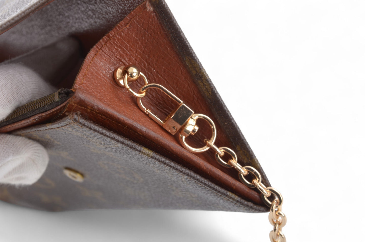 Louis Vuitton Pochette Porte-monnaie Credit Monogram Wallet Vintage Leather Canvas Brown Crossbody Bag Designer Classic Authentic