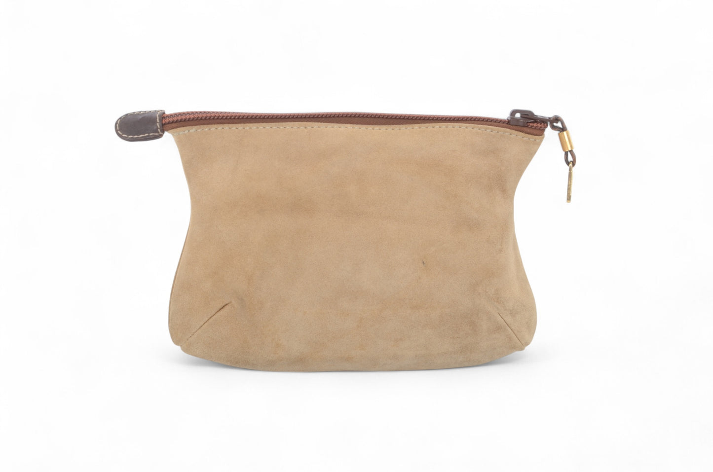 Loewe Anagram Nappa Suede Second Bag Toiletry Travel Makeup Cosmetic Bag Beige Pouch Multi-Case