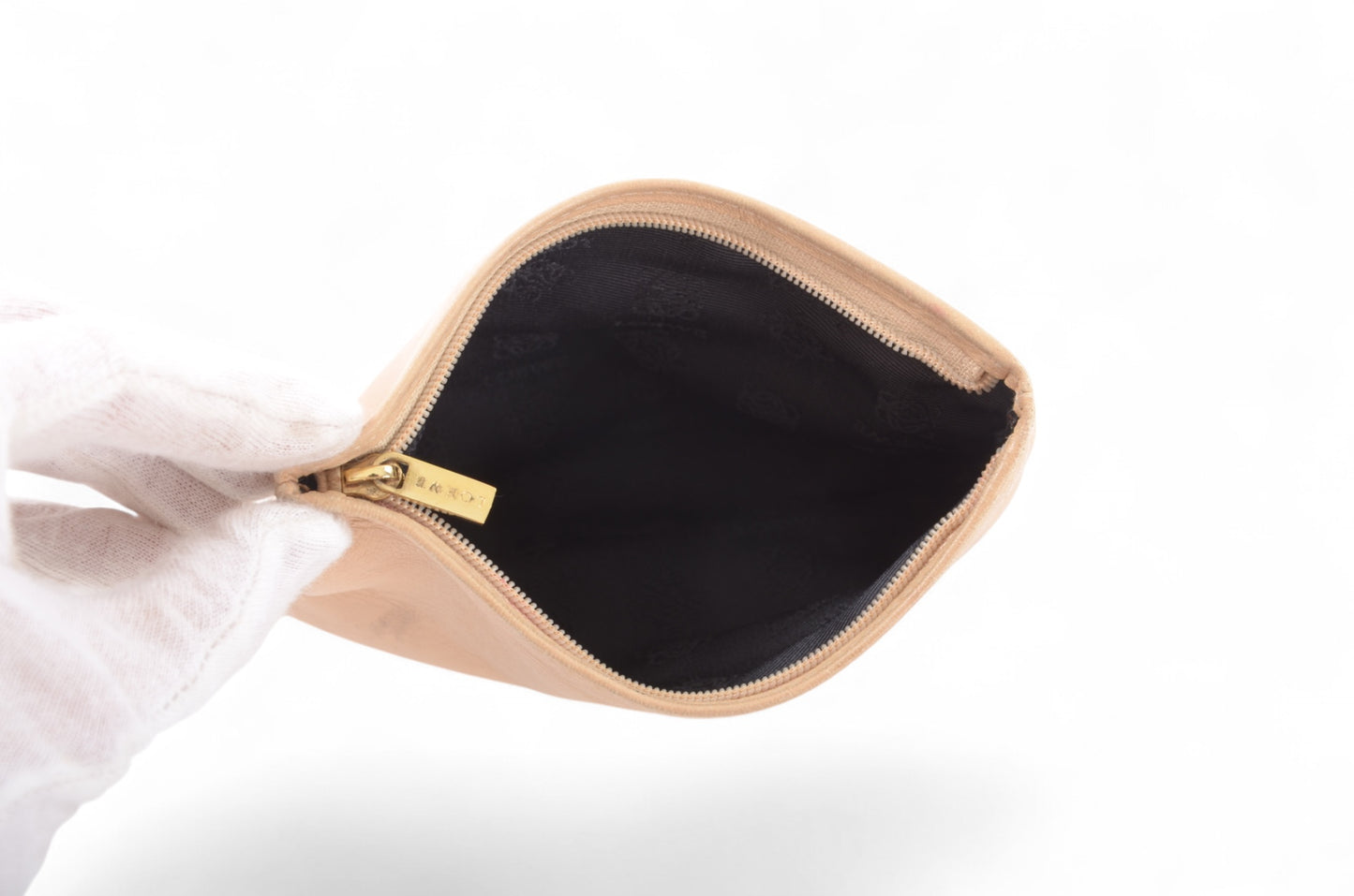 Loewe Anagram Nappa Leather Second Bag Toiletry Travel Makeup Cosmetic Bag Beige Pouch Multi-Case