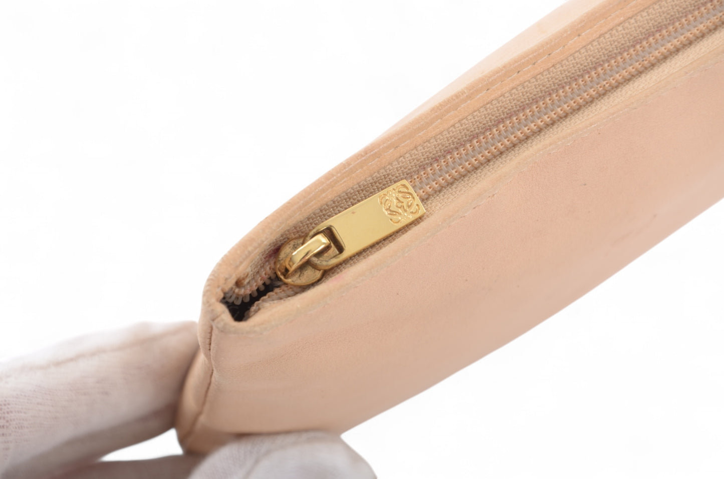 Loewe Anagram Nappa Leather Second Bag Toiletry Travel Makeup Cosmetic Bag Beige Pouch Multi-Case