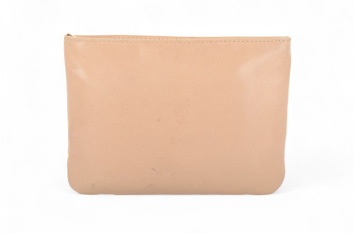 Loewe Anagram Nappa Leather Second Bag Toiletry Travel Makeup Cosmetic Bag Beige Pouch Multi-Case