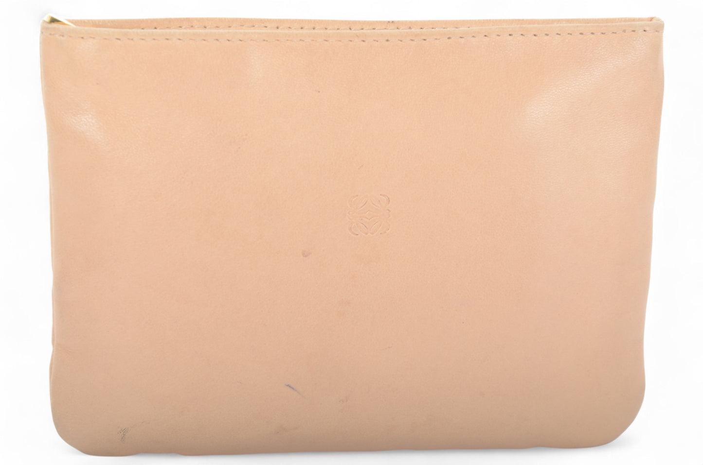 Loewe Anagram Nappa Leather Second Bag Toiletry Travel Makeup Cosmetic Bag Beige Pouch Multi-Case