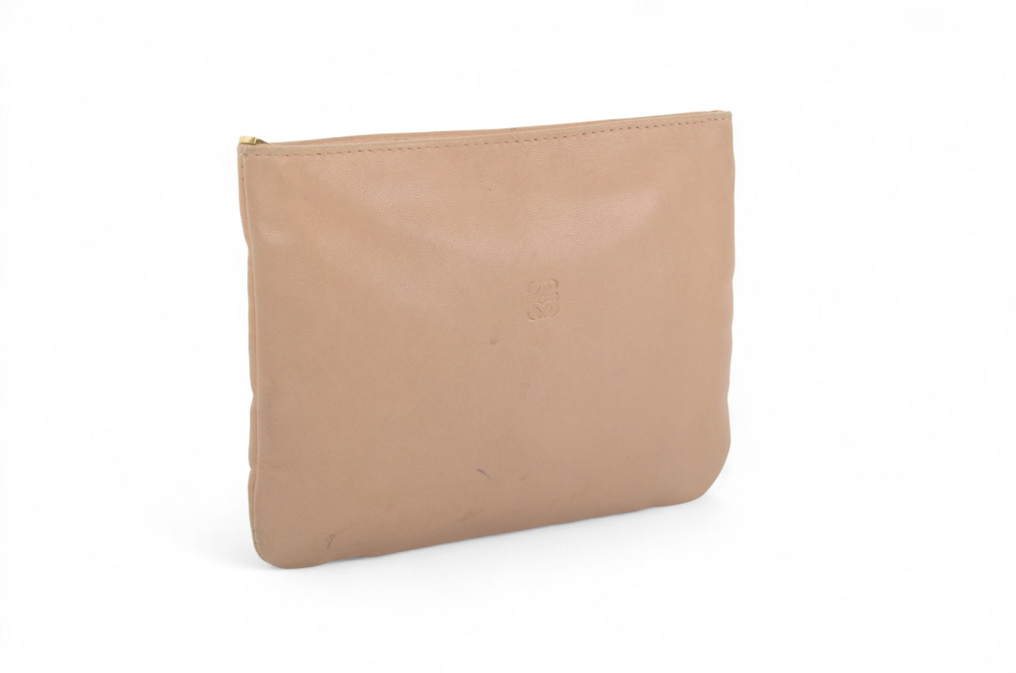 Loewe Anagram Nappa Leather Second Bag Toiletry Travel Makeup Cosmetic Bag Beige Pouch Multi-Case