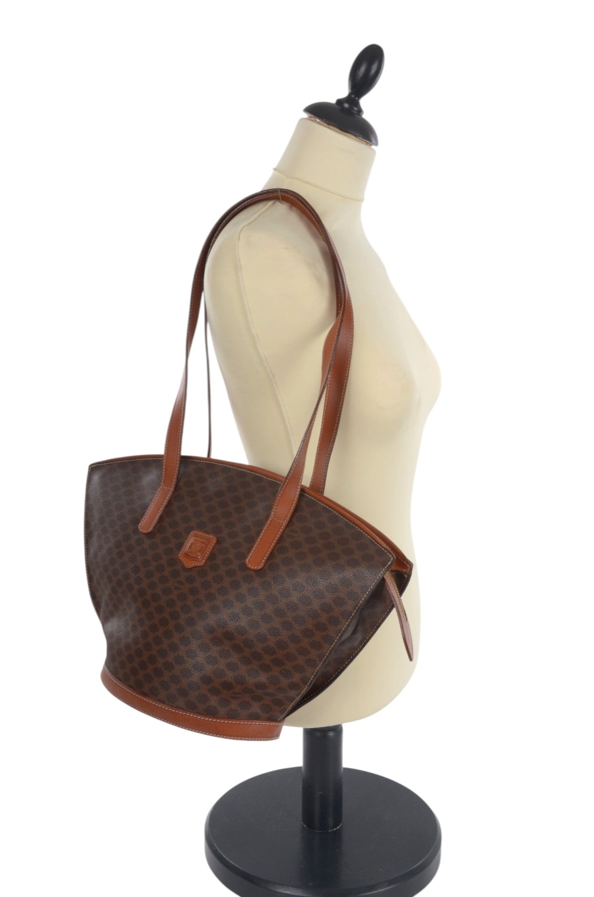 Celine Vintage Triomphe Tote Shoulder Bag Handbag Monogram Designer Classic
