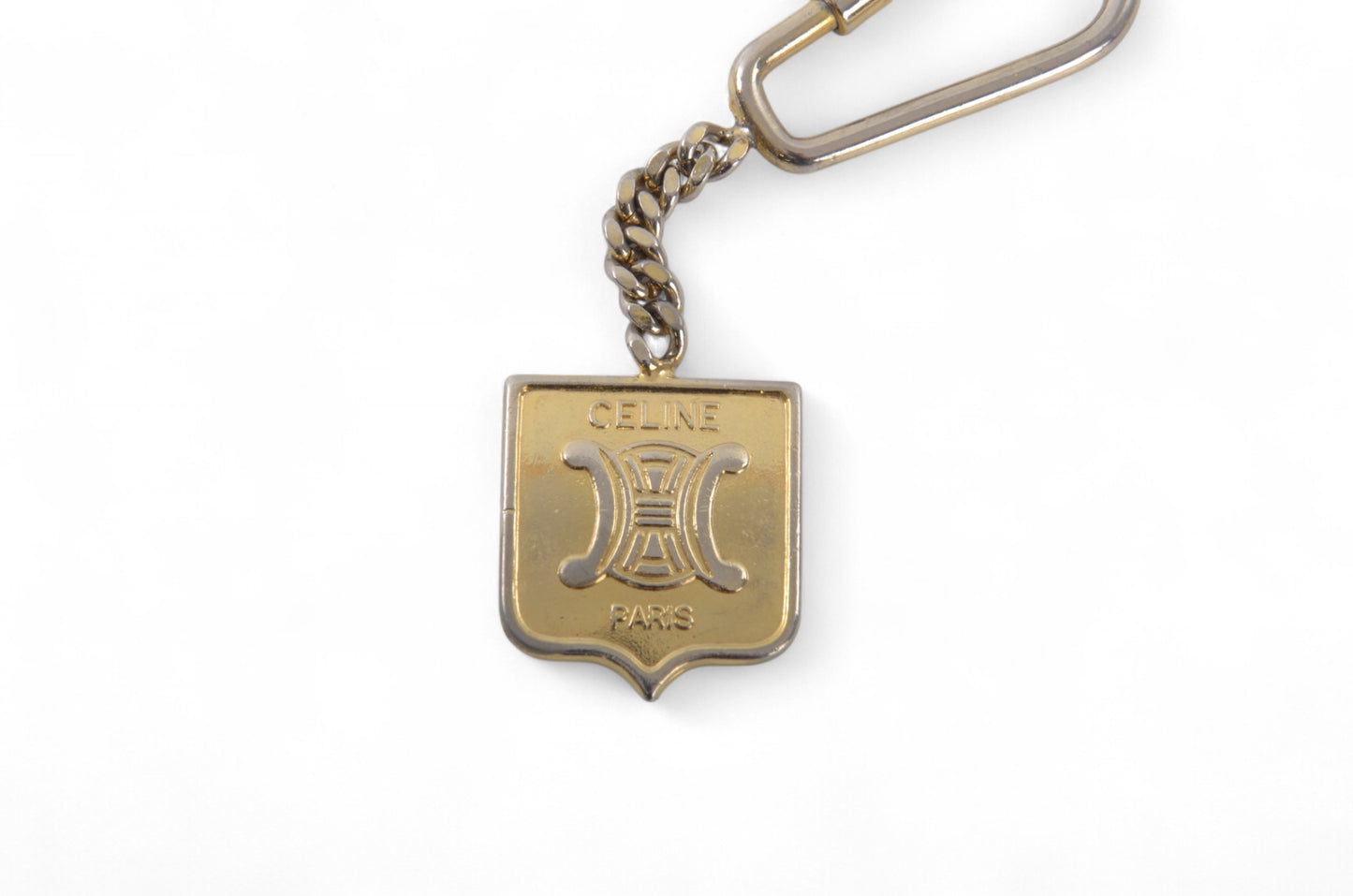 Celine Vintage Triomphe Keyring Key Holder Chain Gold Accessory