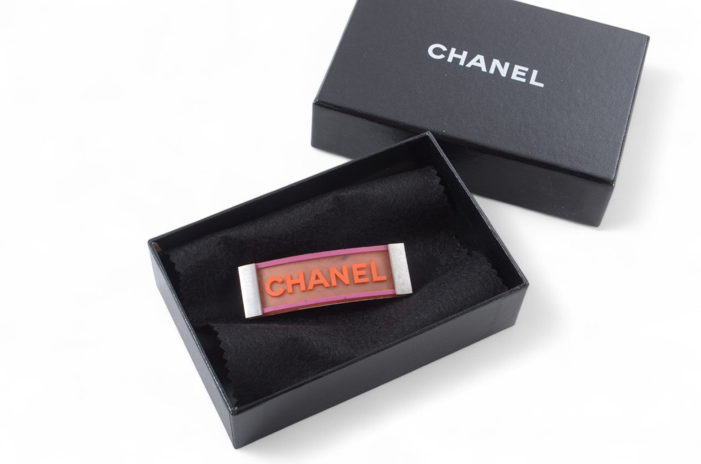 Chanel Hair Pin Clip Barrette Logo CC Accessory Vintage Multicolor Pink Orange