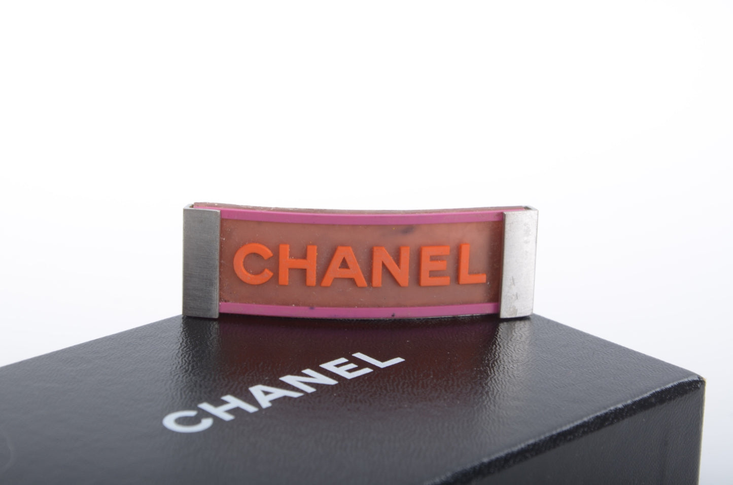 Chanel Hair Pin Clip Barrette Logo CC Accessory Vintage Multicolor Pink Orange