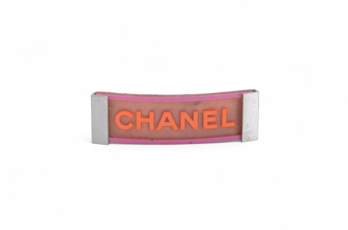 Chanel Hair Pin Clip Barrette Logo CC Accessory Vintage Multicolor Pink Orange
