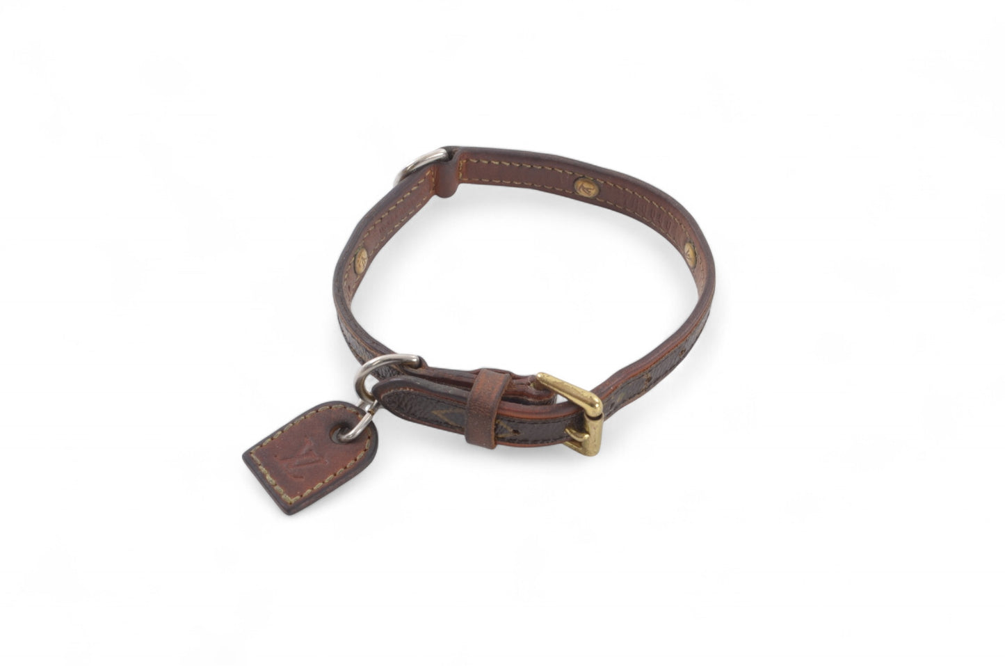 Louis Vuitton Monogram Canvas Leather Baxter Pet Cat Dog Collar Leather