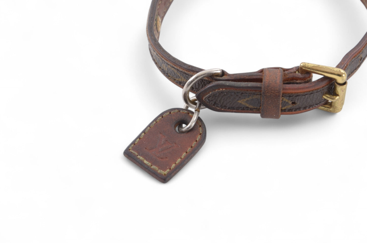Louis Vuitton Monogram Canvas Leather Baxter Pet Cat Dog Collar Leather