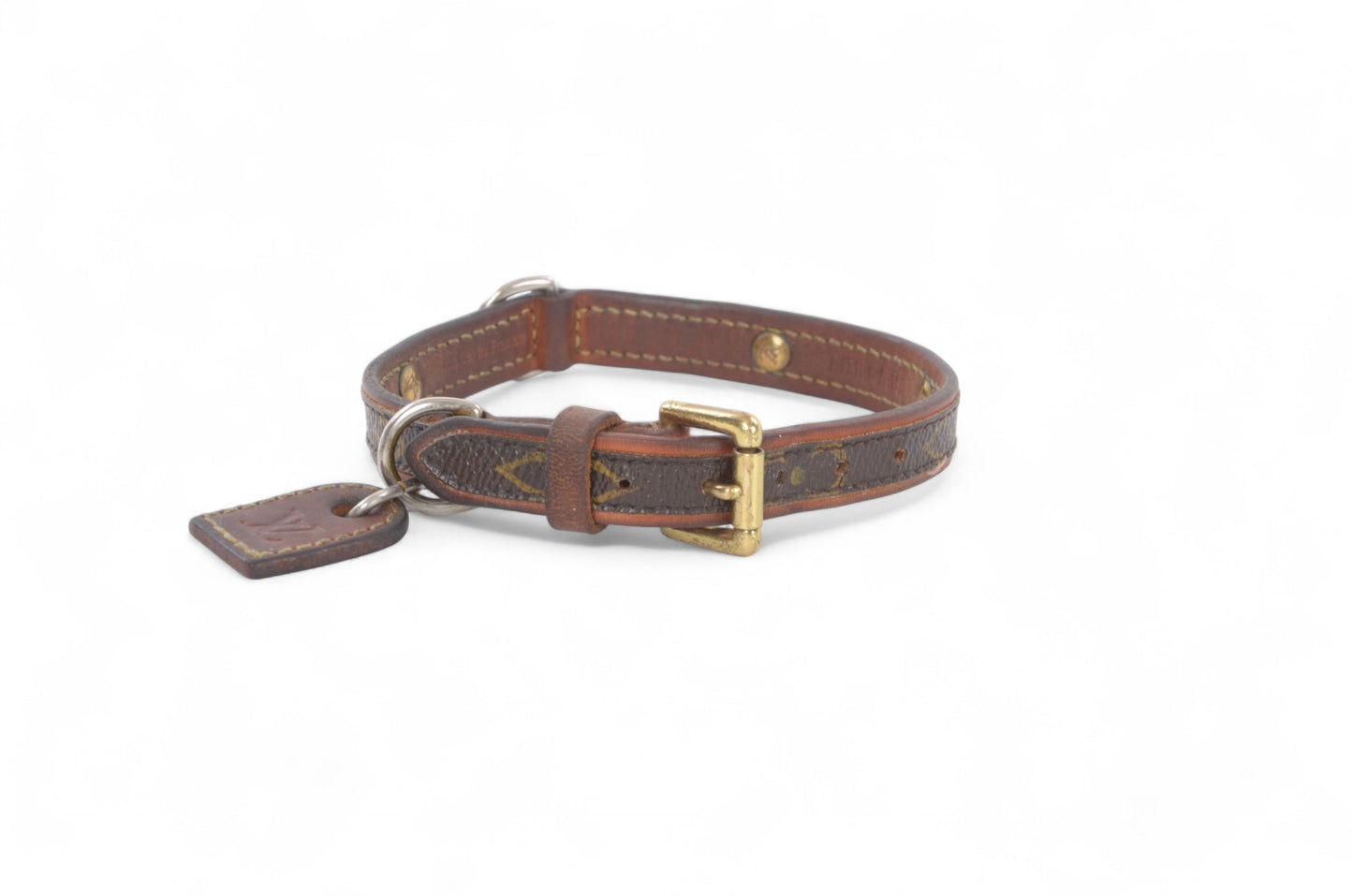 Louis Vuitton Monogram Canvas Leather Baxter Pet Cat Dog Collar Leather