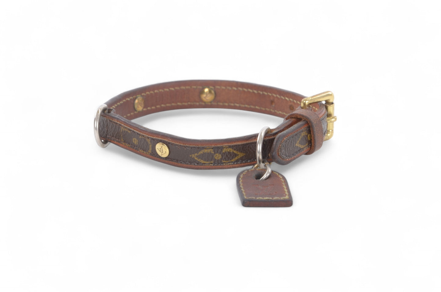 Louis Vuitton Monogram Canvas Leather Baxter Pet Cat Dog Collar Leather