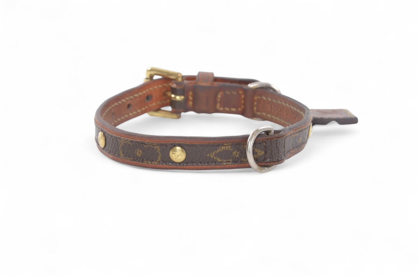 Louis Vuitton Monogram Canvas Leather Baxter Pet Cat Dog Collar Leather